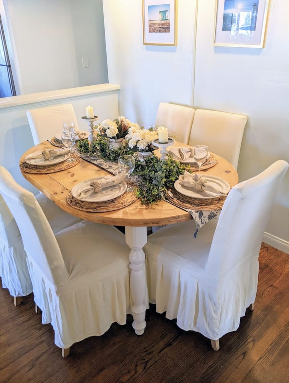 Make a meal or grab dinner and enjoy it at this spacious dining table