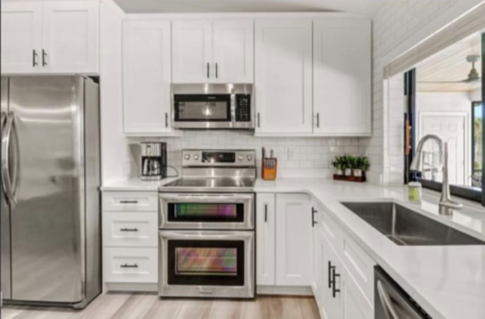 Upgraded appliances, cookware, dishes and many small kitchen appliances.