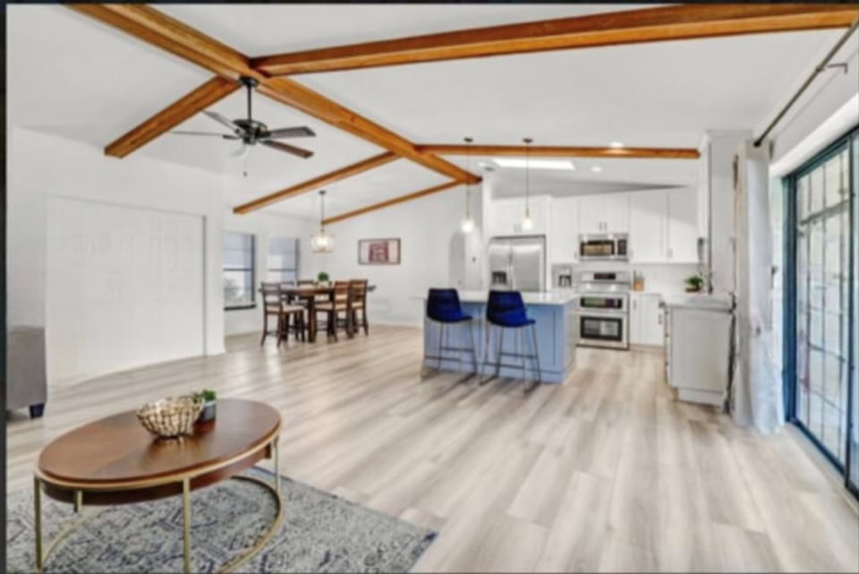 The main living space is open and spacious, bright interior lightens your mood.