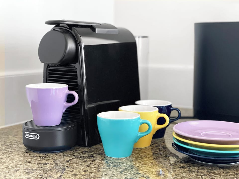 Soak up vast city views over a freshly brewed Nespresso (capsules included).