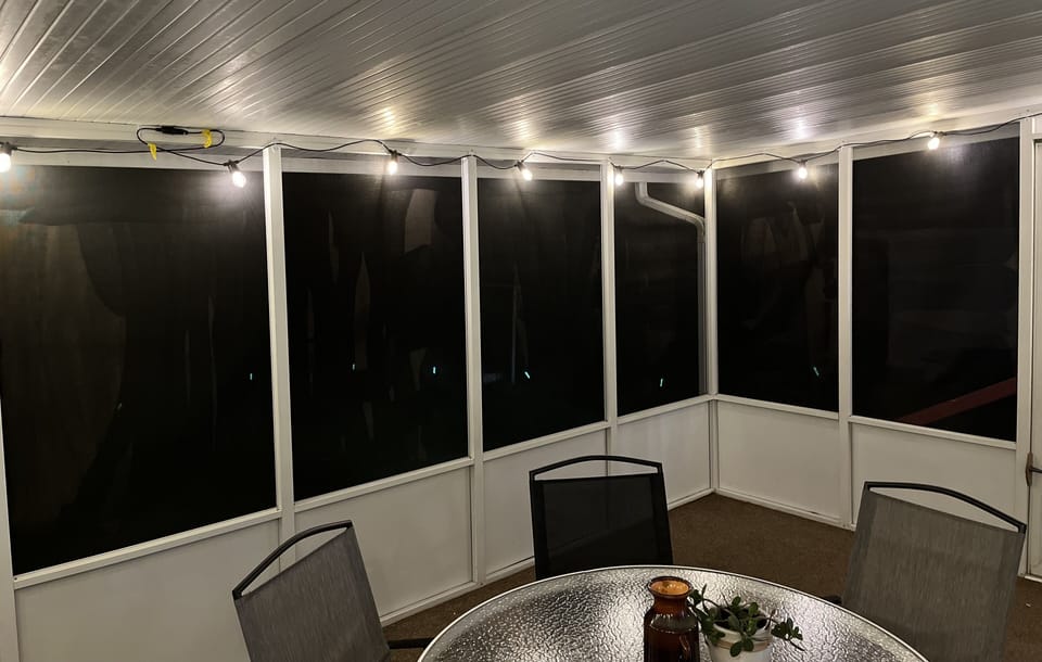 Spend your evening on the 2 season porch under the lights! 