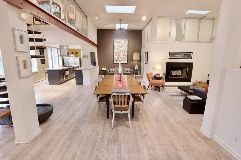 HUGE dining table is perfect for gathering together for meals after enjoying the city outside your door 
