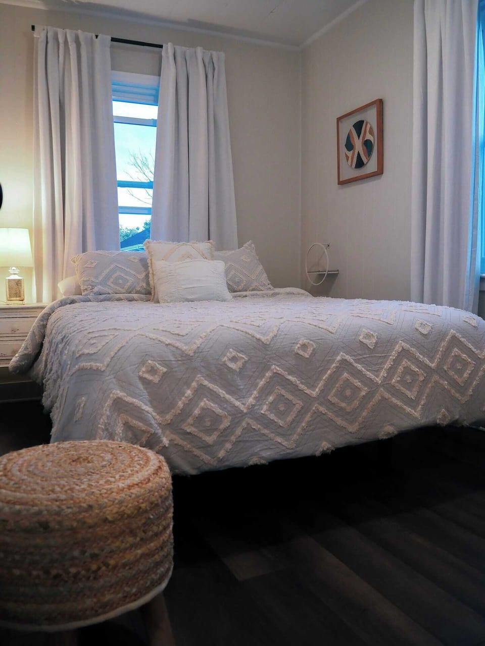 This is a very comfortable queen size bed and sleeps 2 guests.