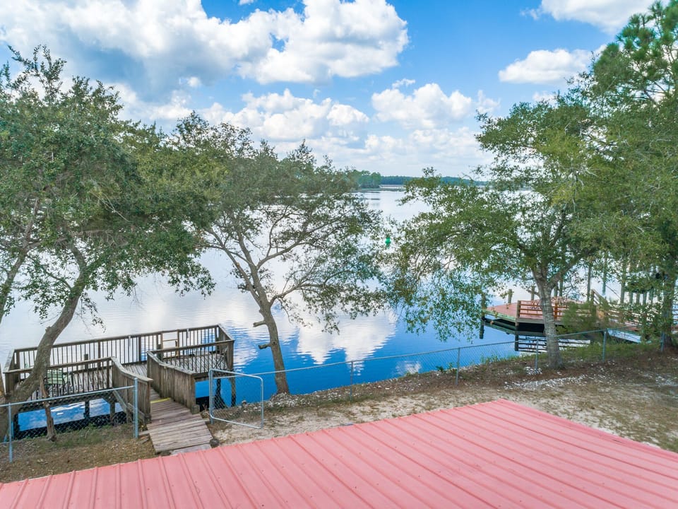 Ariel view of river from the house