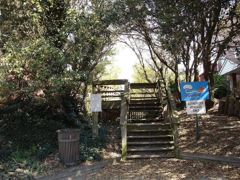 Beach entrance less than a block away.