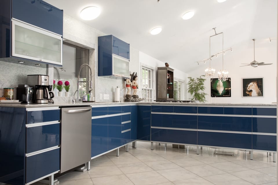 Gourmet open modern kitchen with everything needed and more to cook at home