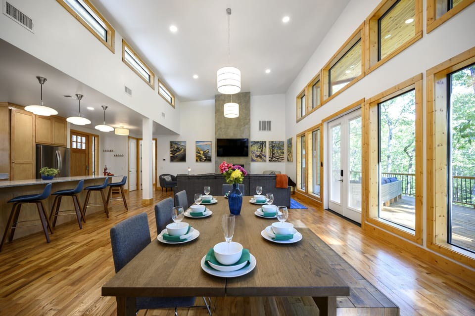 Modern farmhouse dining table and bench