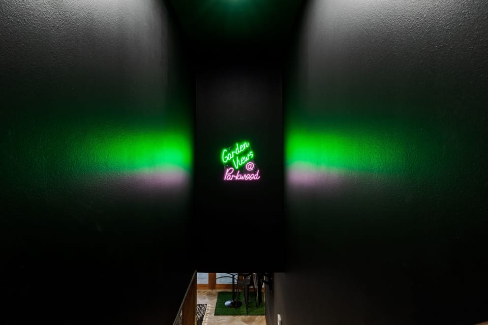 Stairs to down-stairs game room.