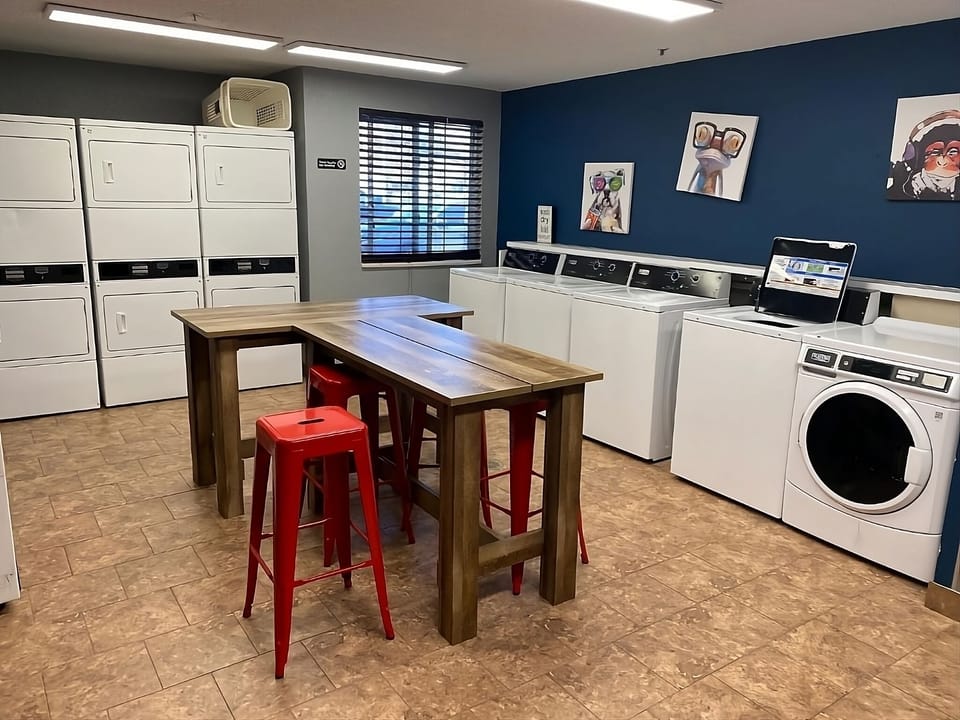 Refresh your wardrobe easily with on-site laundry facilities.