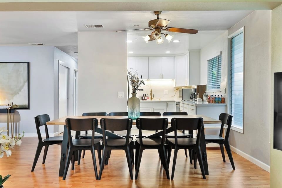 Enjoy dinner with your family and friends. Our dining table can sit 10 people!