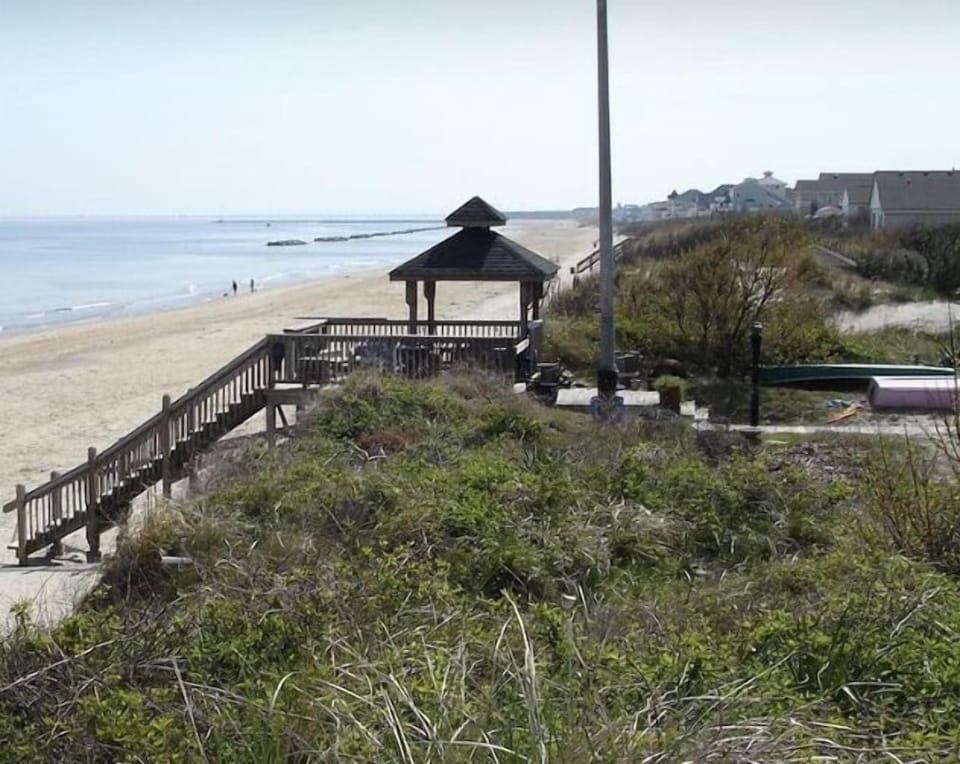 Looking up the beach to Chesapeake Bay Bridge/Tunnel