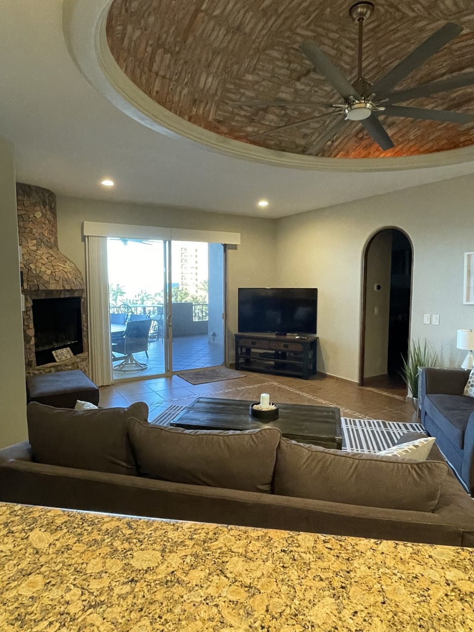 View of living room from kitchen