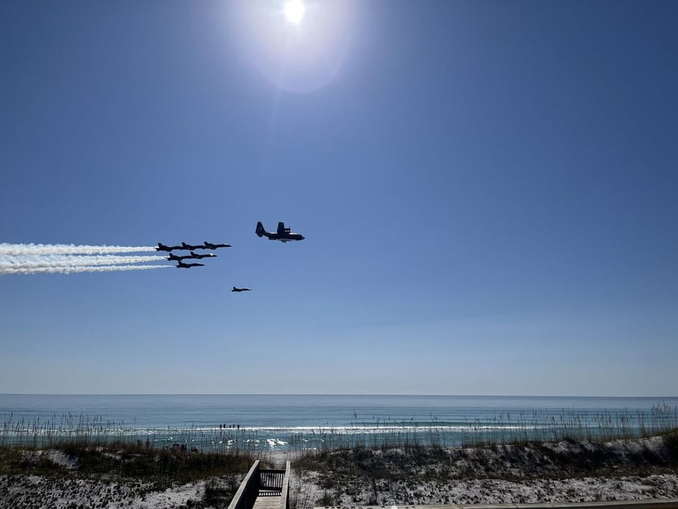 Blue Angels and Fat Albert fly by