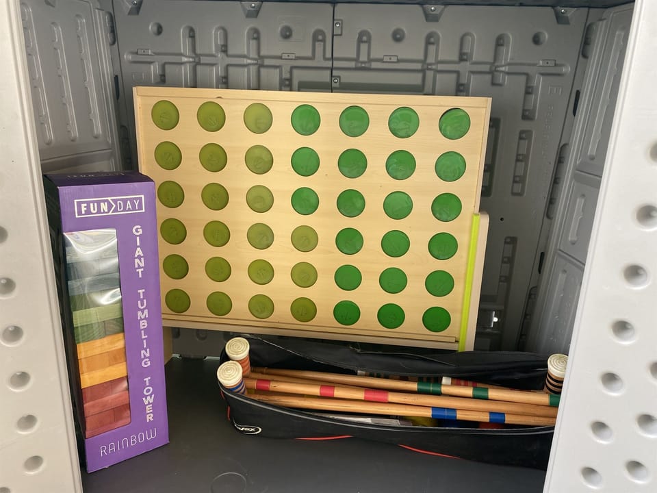 Have fun in the yard with glow in the dark connect four, oversized Jenga or croquet! 