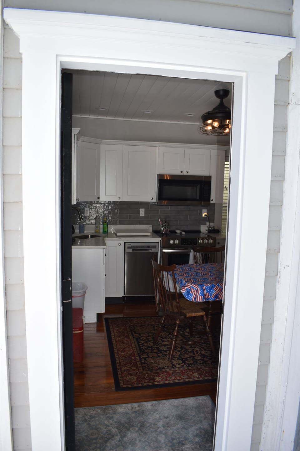 view of the kitchen from the entrance to the apartment