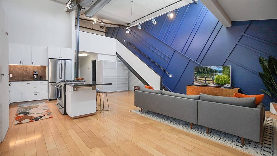The upstairs retreat is positioned immediately above the first floor bathroom