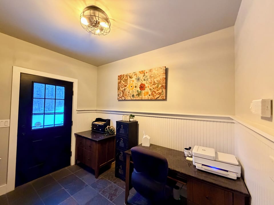 Office area on the main floor with wi-fi printer
