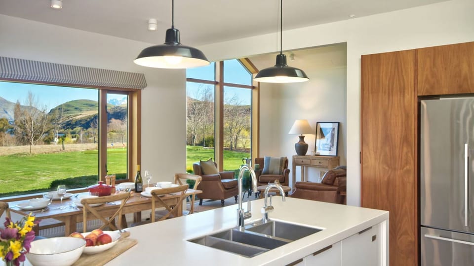 Looking from kitchen out over dining area