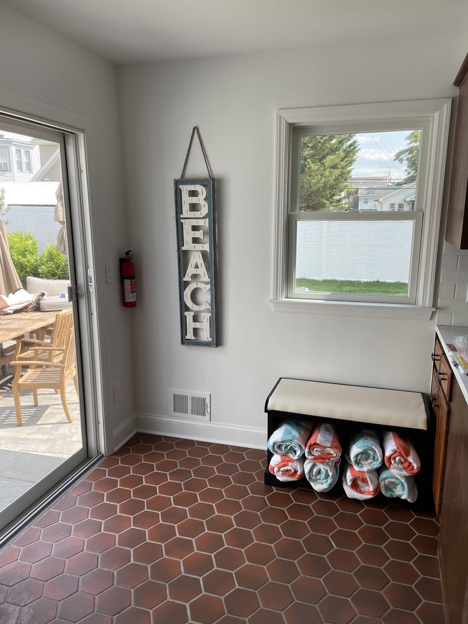 Kitchen with slider to patio