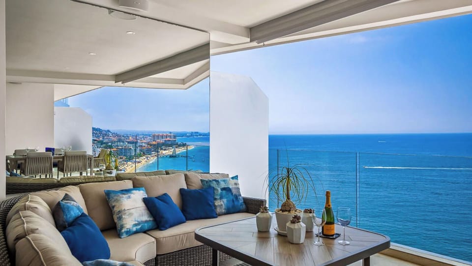 Casa 11Sea's expansive view (check out the reflection of Vallarta in the mirror)