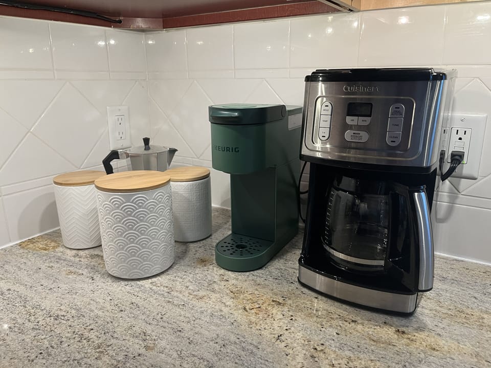Drip and keurig coffee makers. Coffee and filters provided.