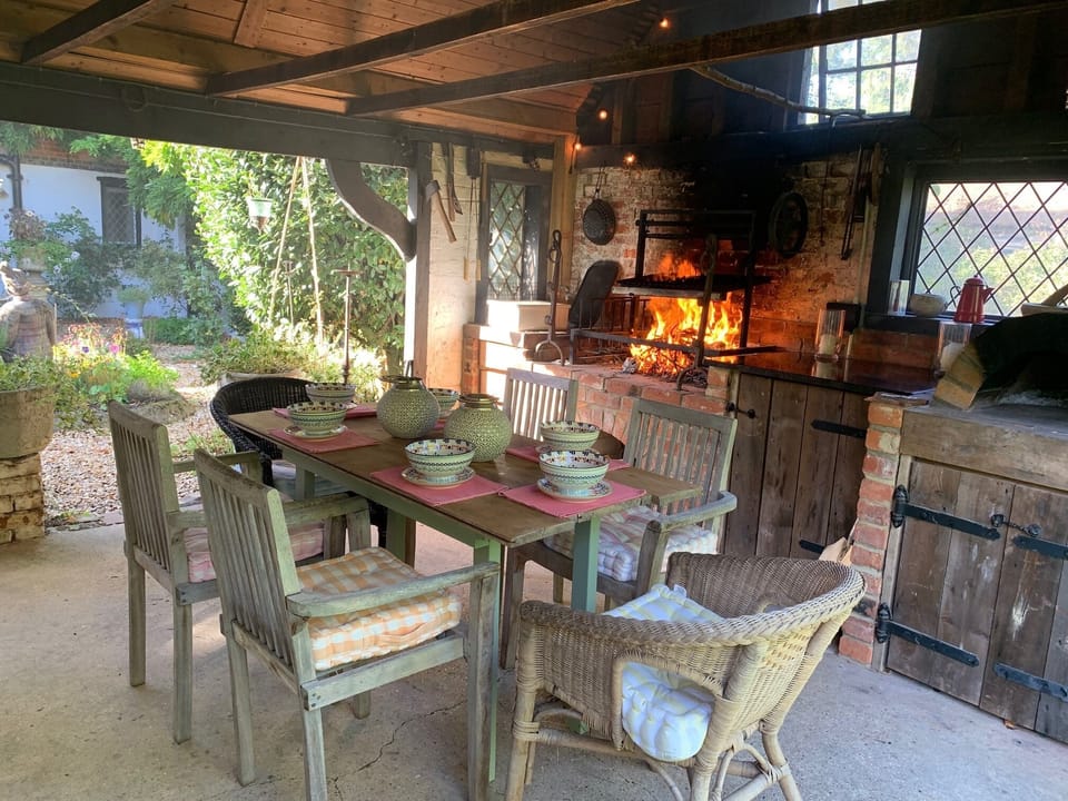 The outdoor kitchen