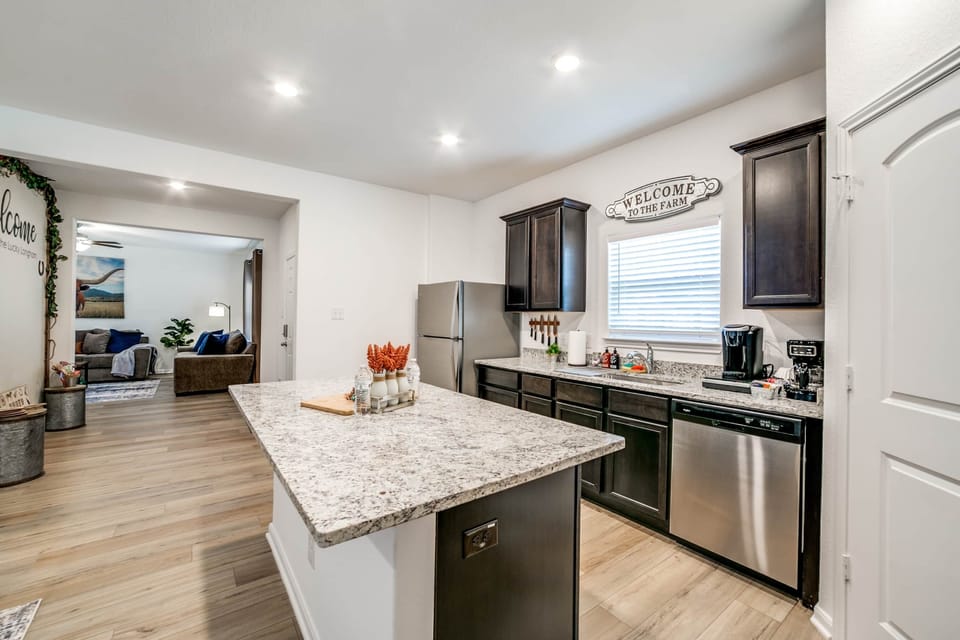 The open downstairs area means that you won't feel left out in the kitchen