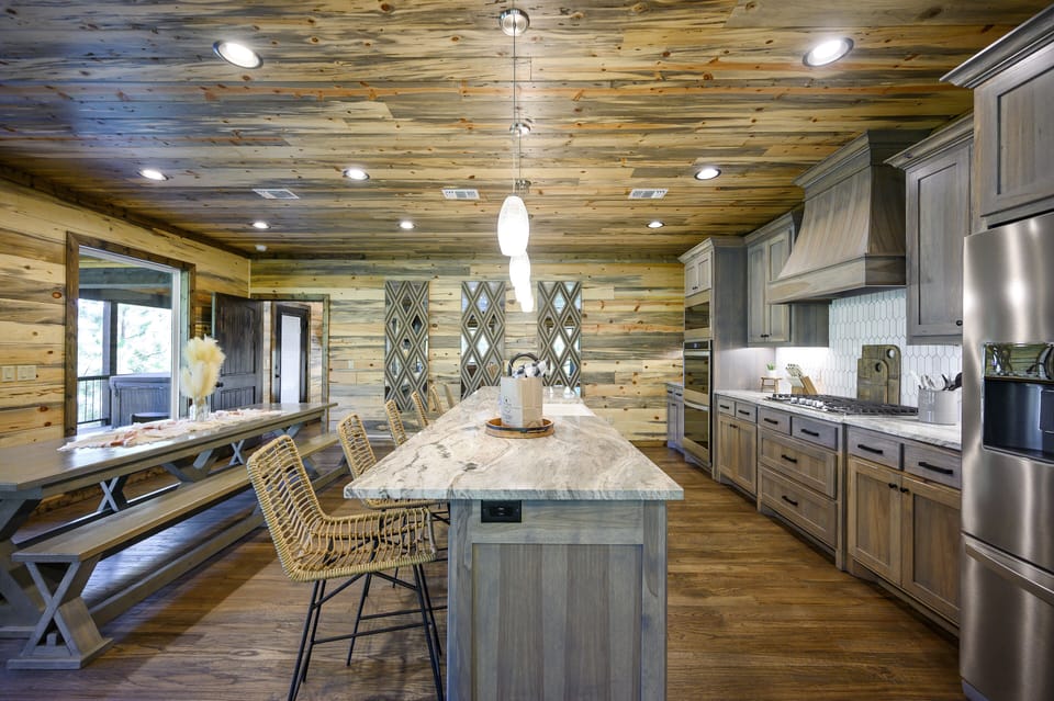 The kitchen and formal dining area.