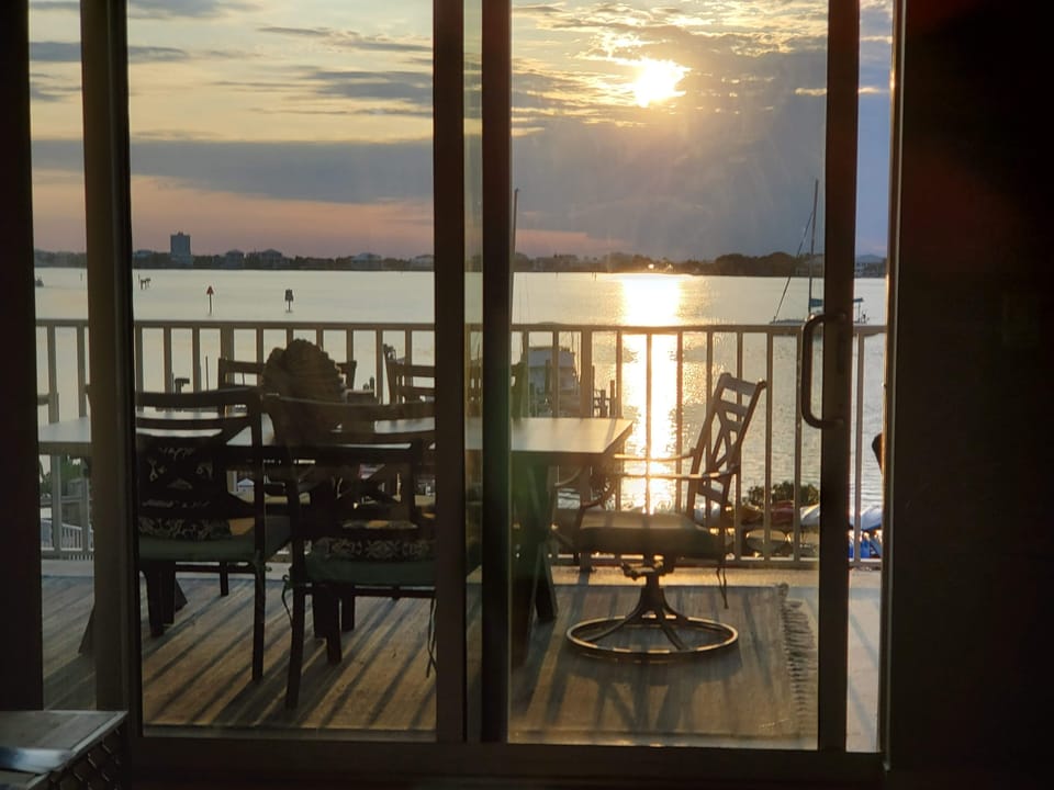 View from the family room out the patio doors