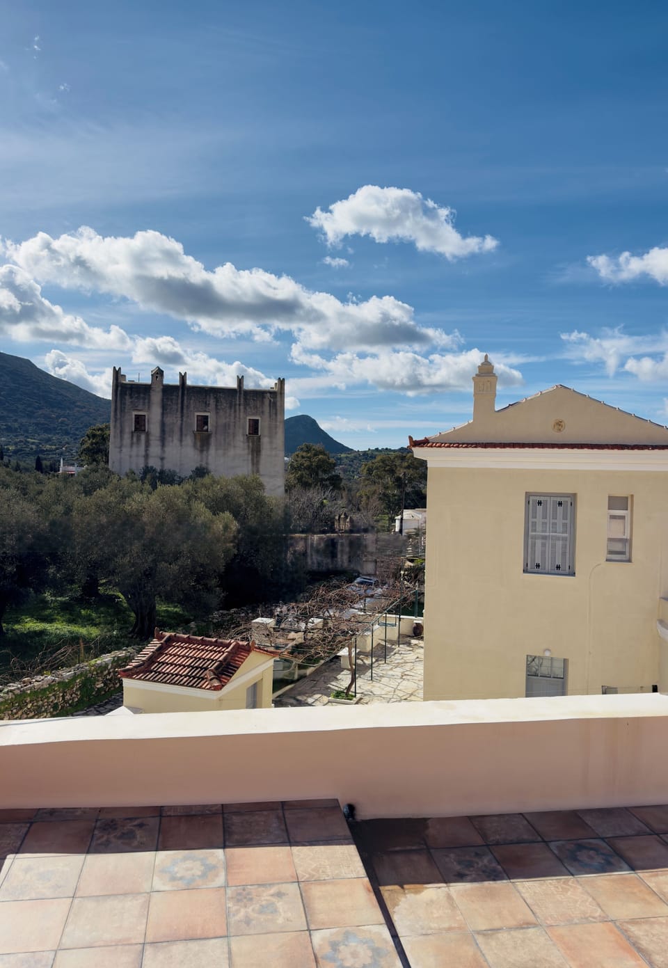 View from the private terrace to the Tower of Halki