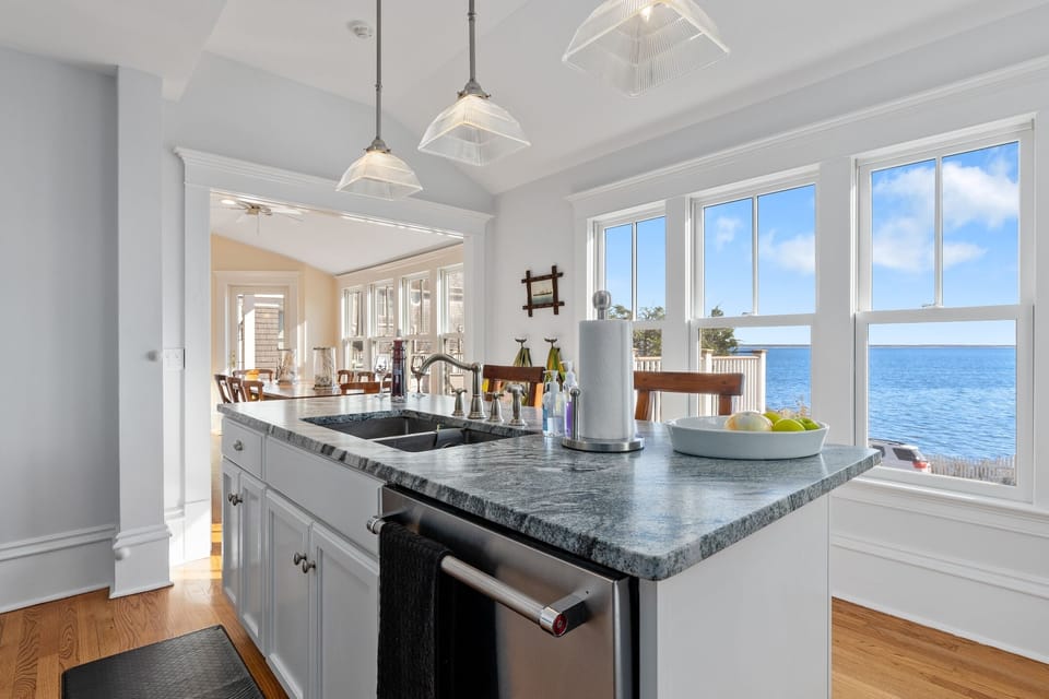 Kitchen direct water views
