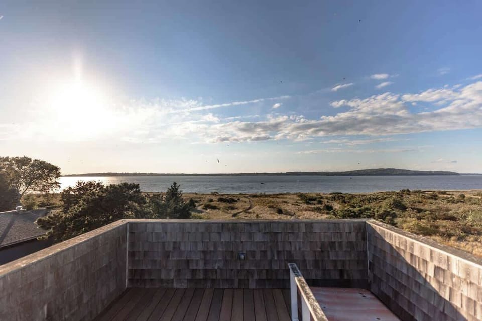 roof top deck overlooking Narragansett Bay and Sakkonet RIver