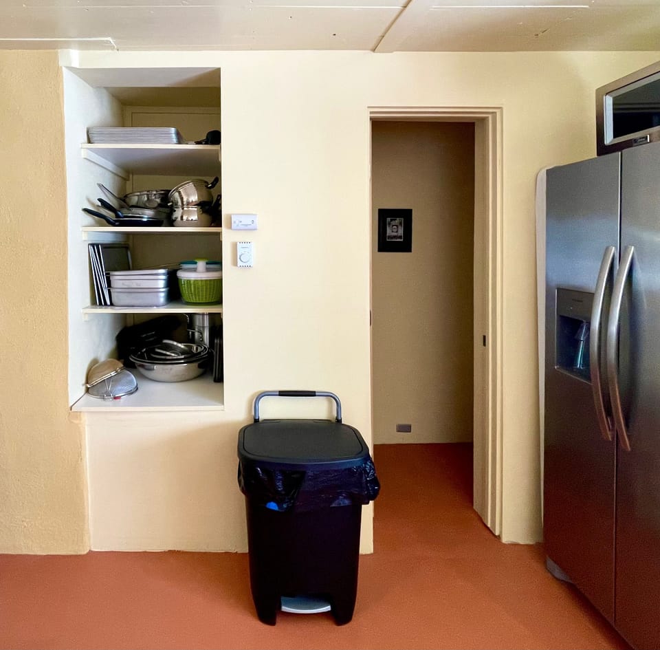 All the pots and pans, hotel pans, bowls, and utensils you'll need.