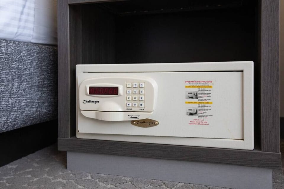 In-room safe to tuck away your essentials w/ peace of mind.