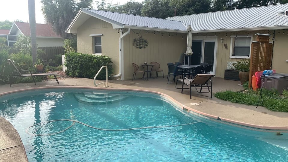 Beautiful private backyard, an oasis away from home. 