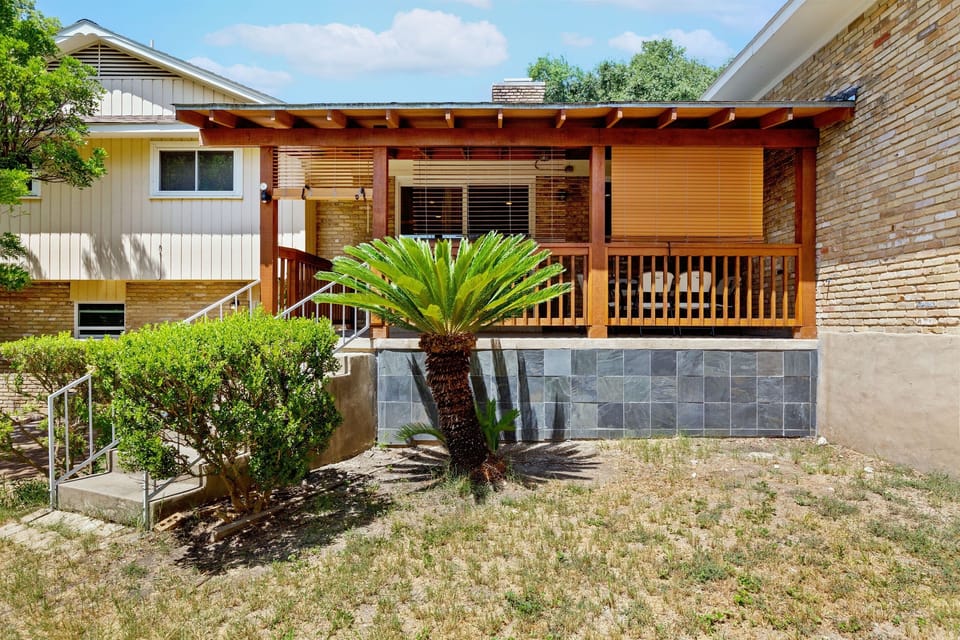Backyard with covered patio