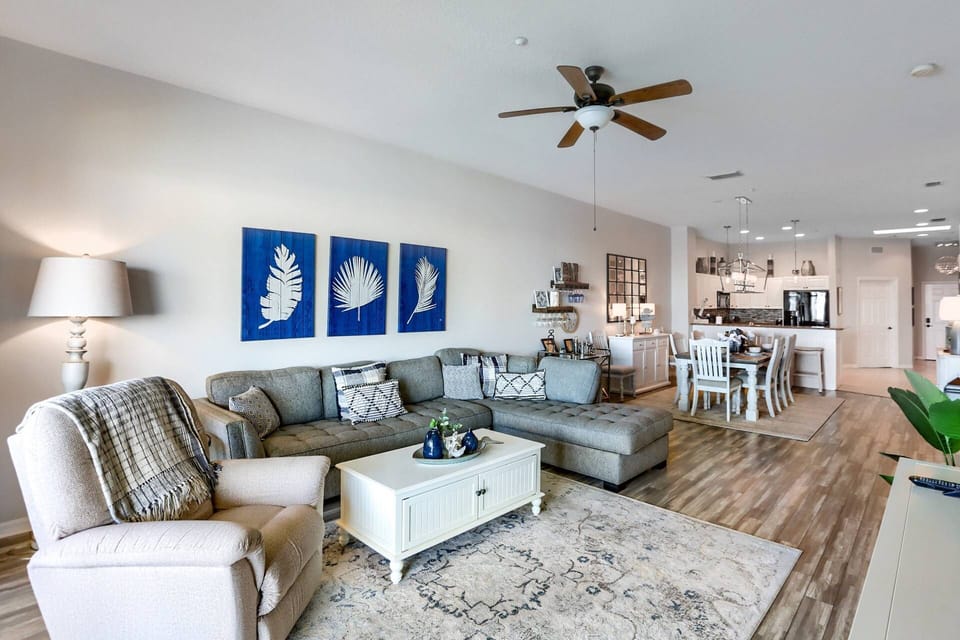 Comfortable Living Room with Recliner Chair and Sectional Sofa