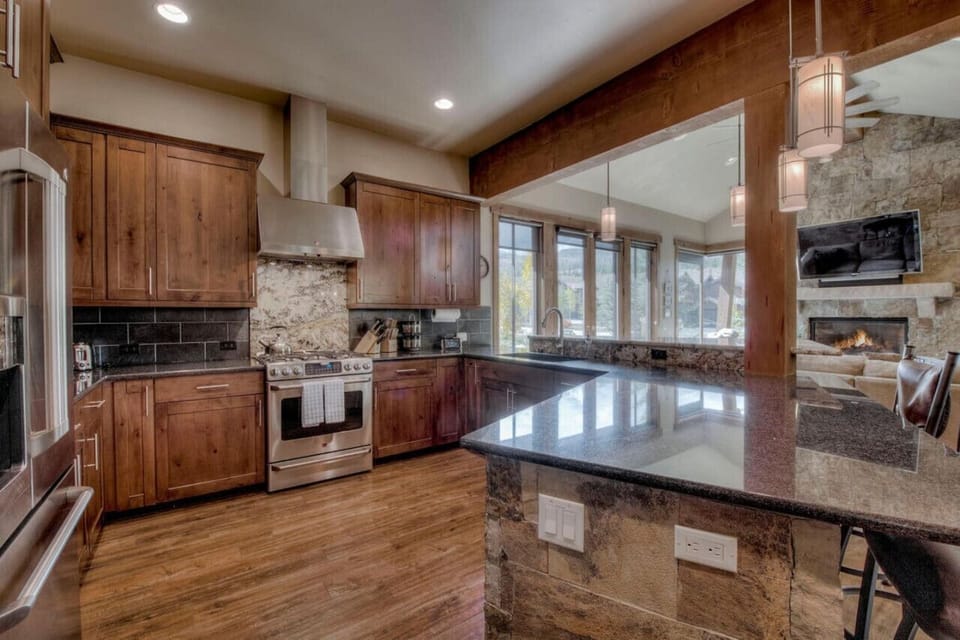 Stainless steel appliances and a gas stove
