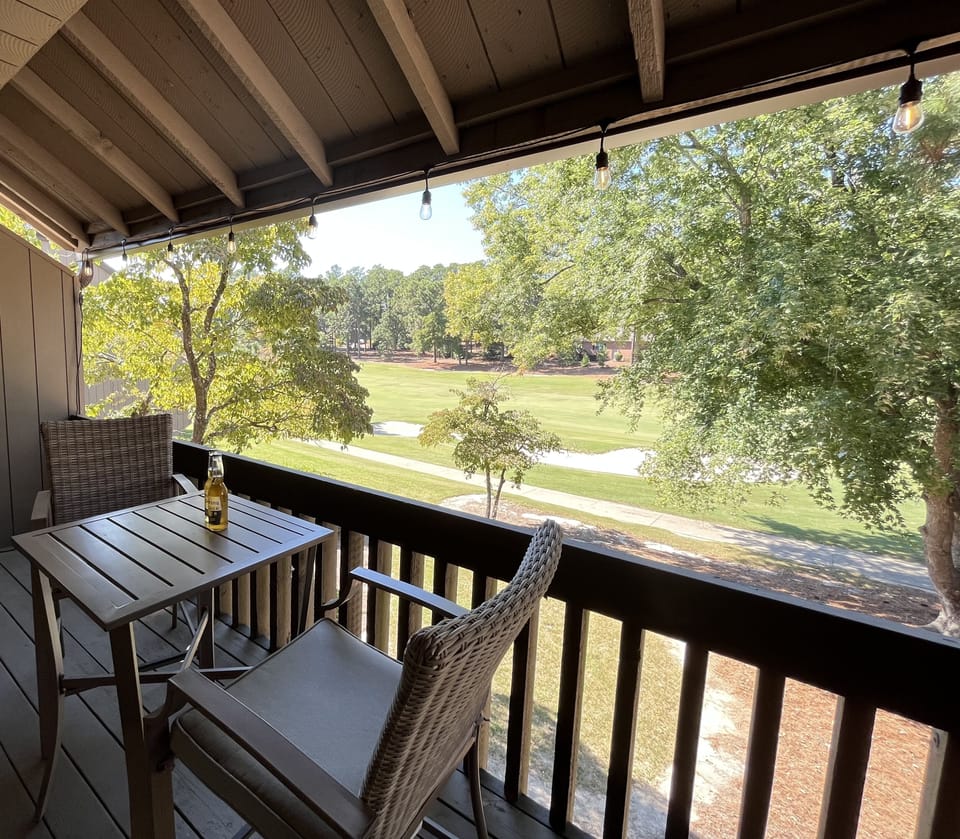 Balcony view of 16th fairway of Pinehurst No. 5.  Condo is on second floor.