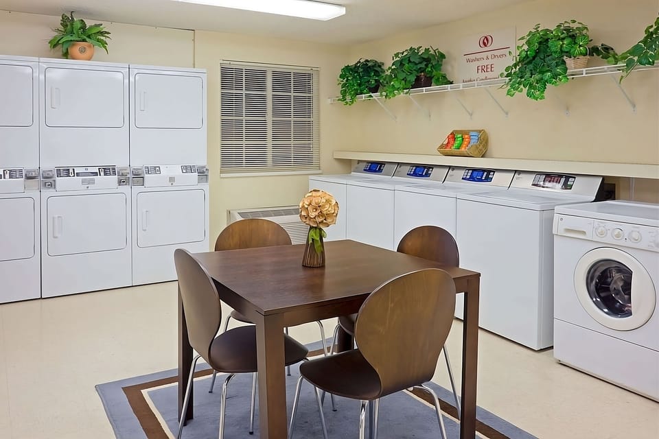 Freshen up clothes anytime with convenient on-site laundry machines.