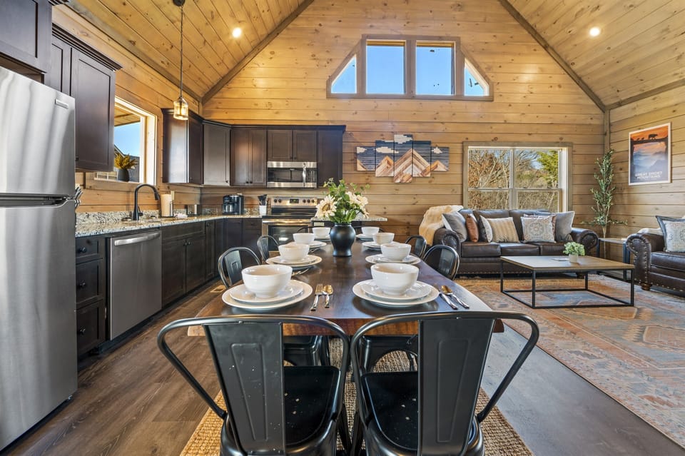 This table is a perfect place to gather with family and friends, to laugh, eat and talk about your adventures in the Smokies