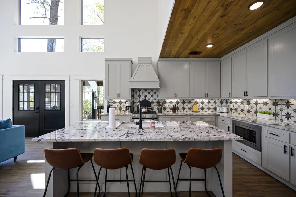 Fully stocked gourmet kitchen with everything needed for family meals and holiday gatherings.