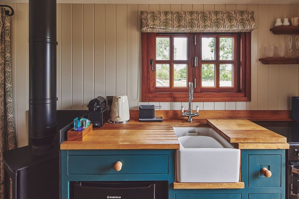 The kitchen at The Hangout Hut, Worcestershire