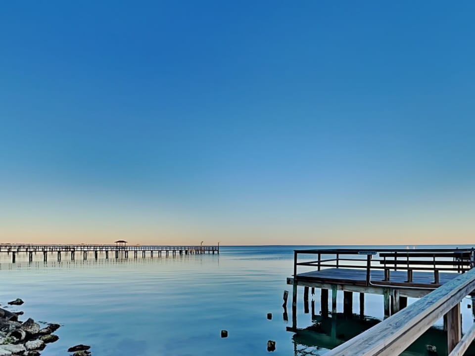 The view from the nearby pier