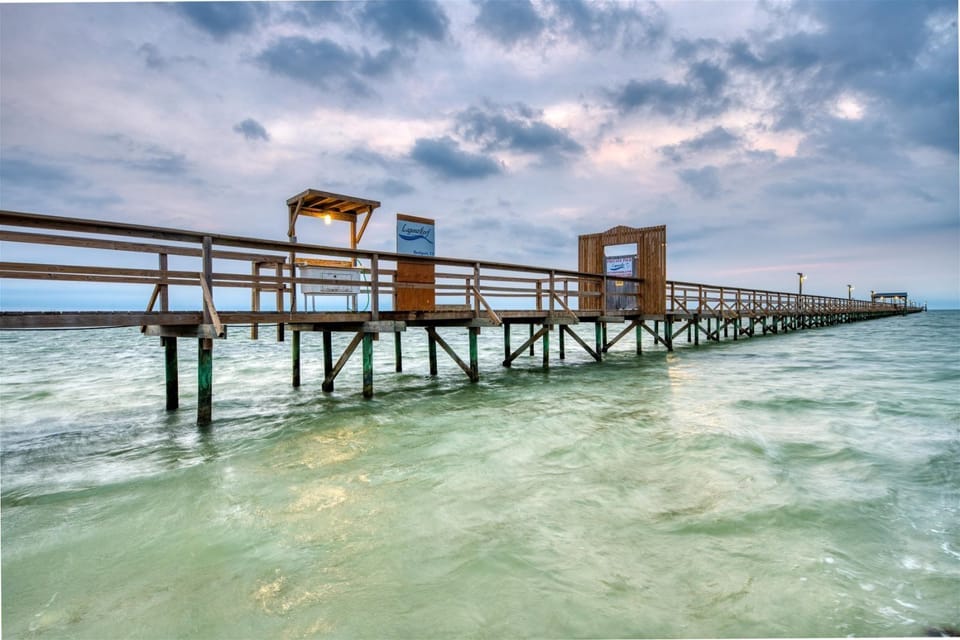 The 1000 foot pier is lit from dusk to day every day.