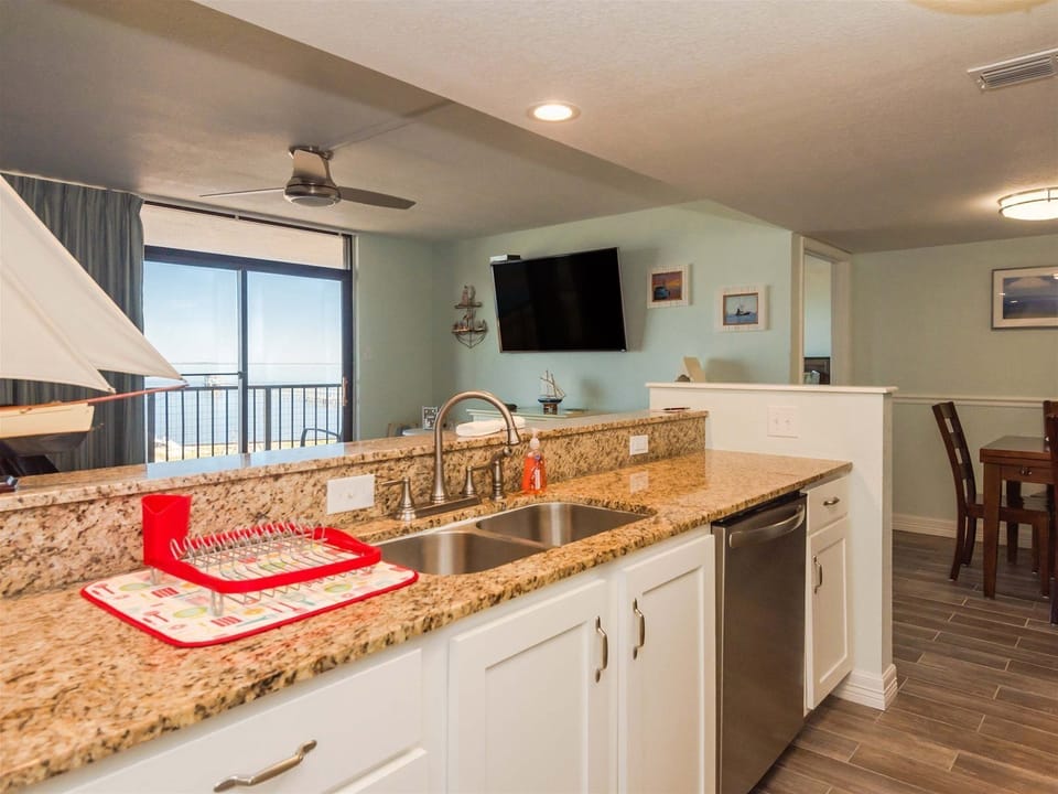 Even the cook has a view to Aransas Bay.