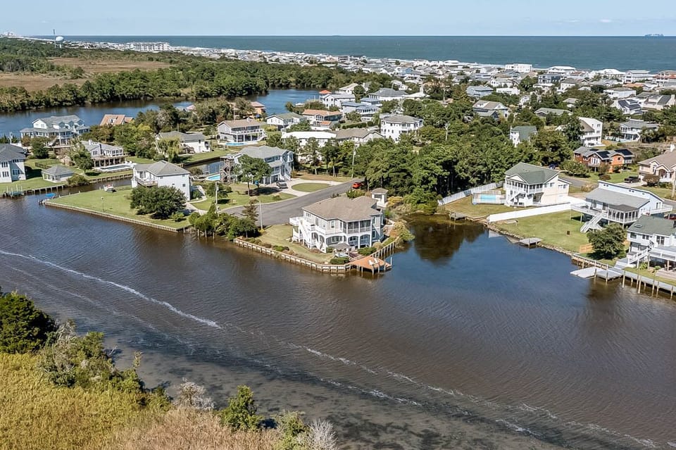 Rear Aerial View of Summer Baycation