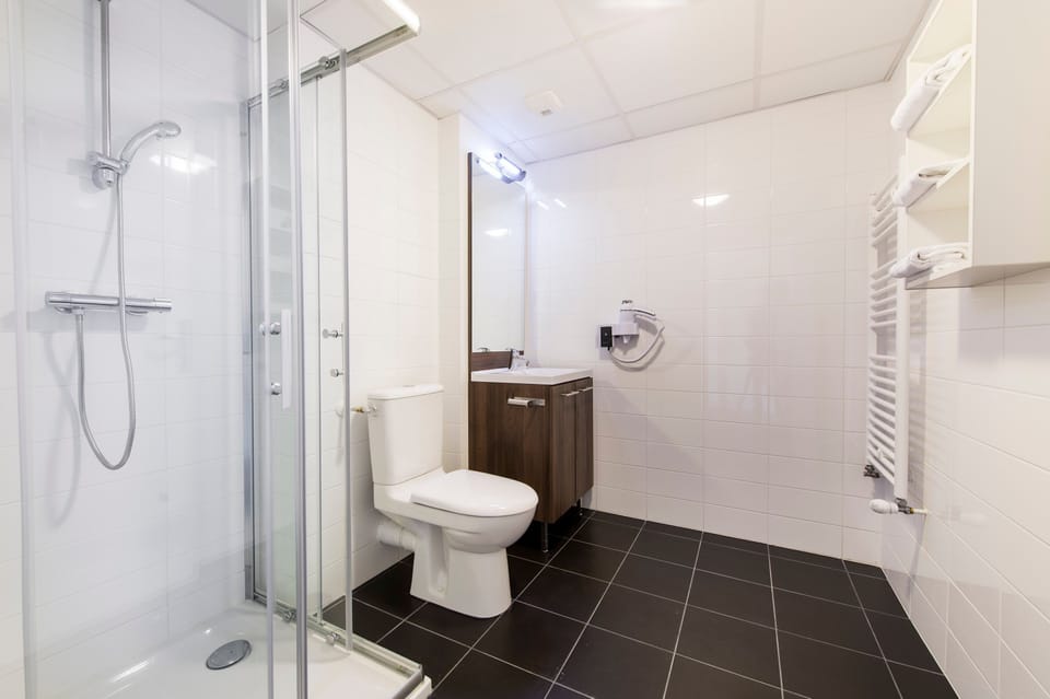 Get ready for your day in the bathroom.