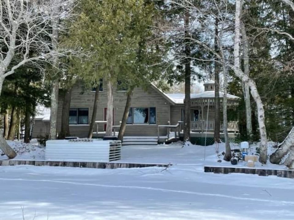 Cottage view from the lake.  Great ice fishing!