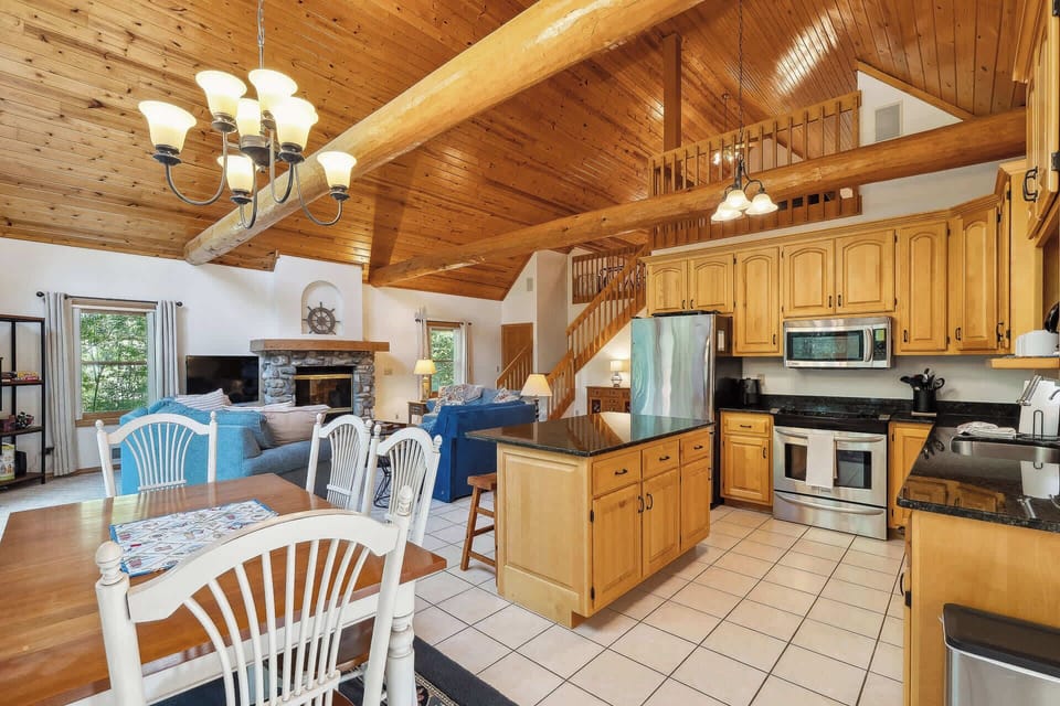 Large open kitchen with tons of seating!